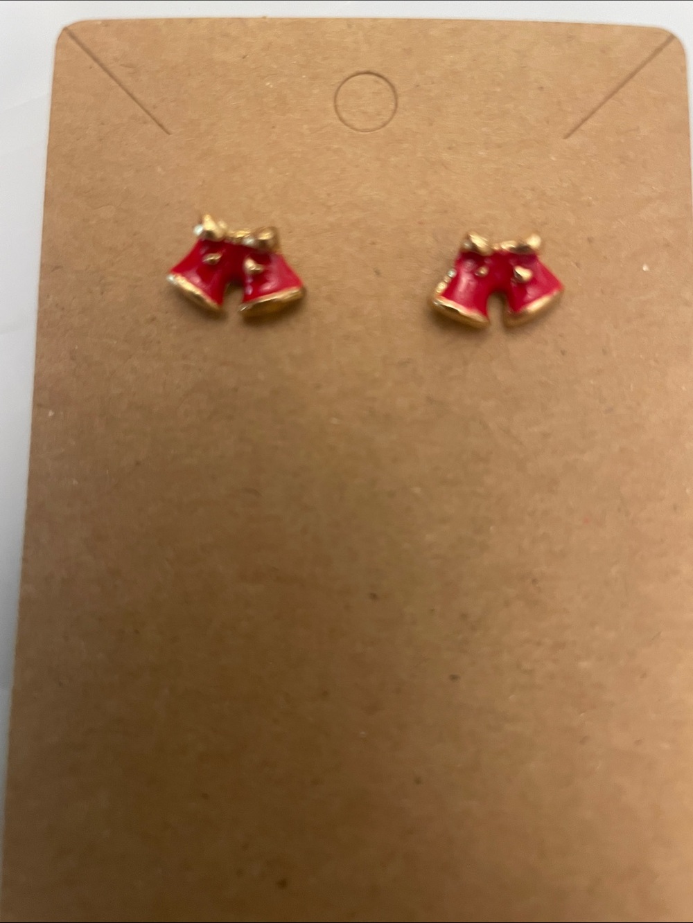Kids Red Bell Stud Earrings - Cute Holiday Accessory